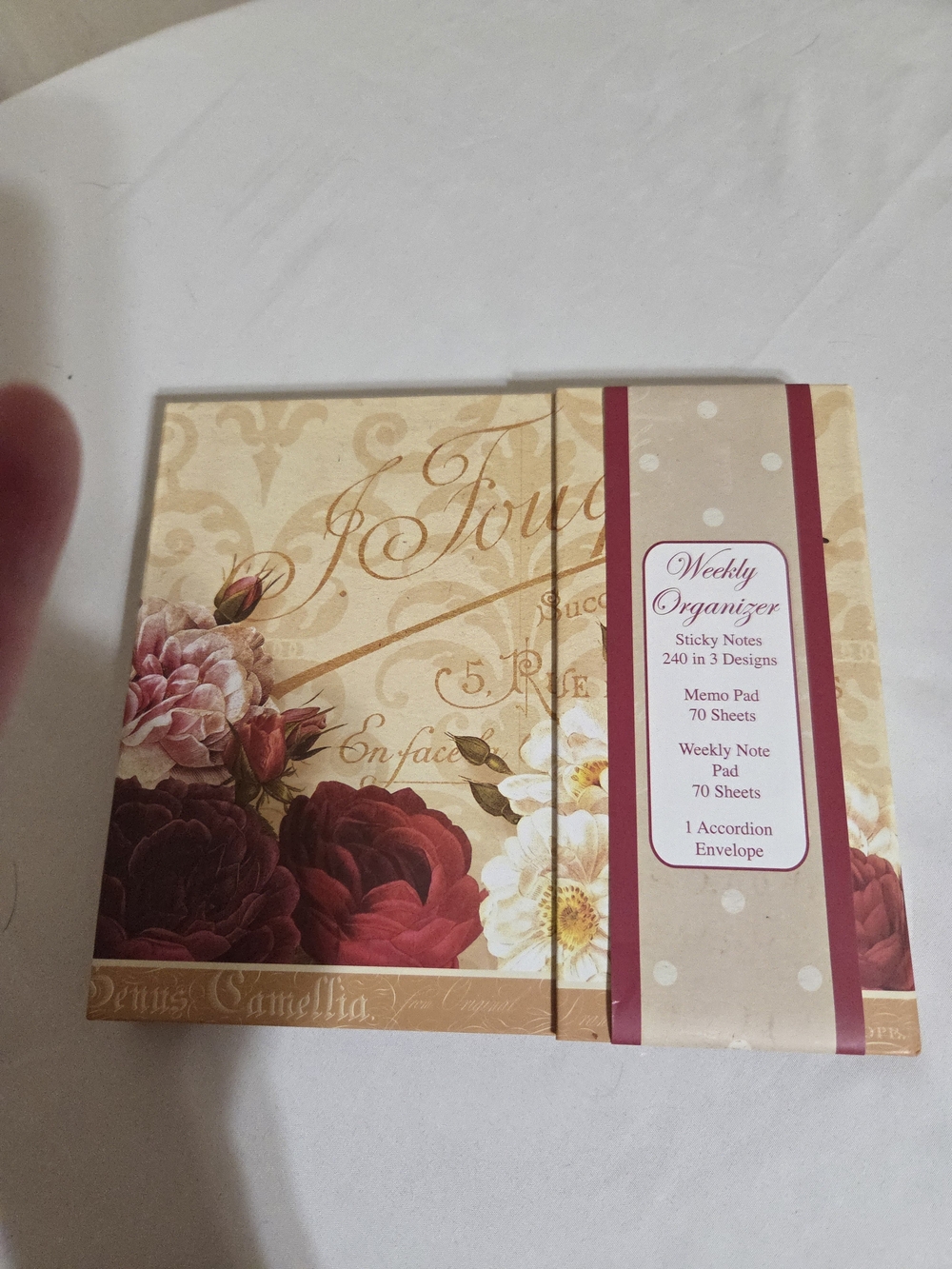 Floral Beige and Burgundy Weekly Organizer